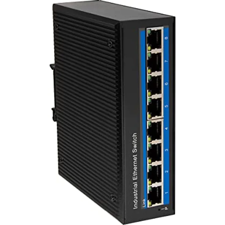 LogiLink NS203 - Industrieller Gigabit Ethernet Switch, 8-Port 10/100/1000 Mbps