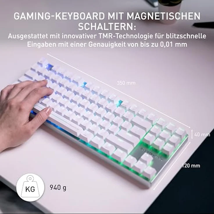 CHERRY XTRFY MX 8.2 Pro TMR, Wireless Gaming-Tastatur mit Tenkeyless Design, CHERRY MK Crystal Switches, 2,4 GHz Funk, Bluetooth und kabelgebunden, PBT-Tastenkappen – Bild 3