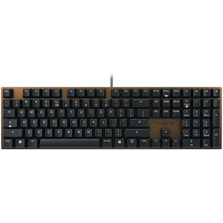 CHERRY KC 200 MX, mechanische Office-Tastatur, US-Internationales Layout (QWERTY), edles Design mit eloxierter Metallplatte, kabelgebunden, MX2A Silent RED Switches, Schwarz/Bronze – Bild 1