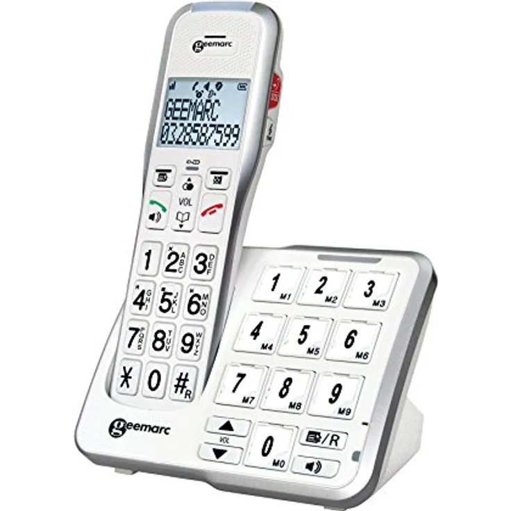 Geemarc AmpliDECT 595 schnurloses verstärktes 50 dB Schwerhörigentelefon mit Fototasten, Anrufbeantworter, Sprachansage und SOS Taste - Deutsche Version – Bild 3