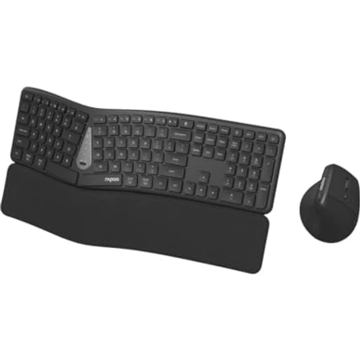 RAPOO 8810ME KOMBO, kabelloses Tastatur- und Mausset mit Multi-Modus-Verbindung, 1600 DPI, grau – Bild 5