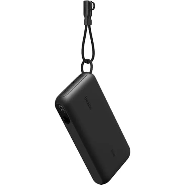 Belkin Powerbank BoostCharge 20.000 mAh, 2 USB-C-Anschlüsse, 1 USB-A Anschluss, 20 W Leistung, Akkuanzeige – Schwarz