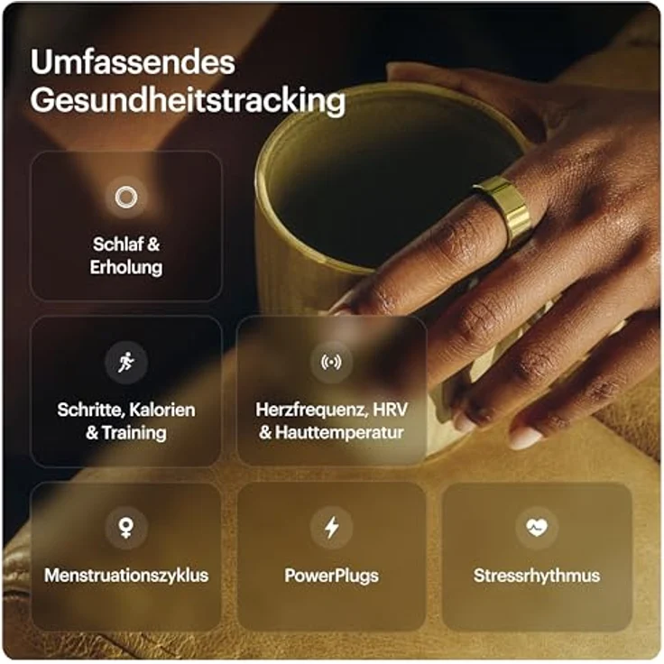 Ultrahuman Ring Air (50, Bionic Gold), Smart Ring zur Gesundheitsüberwachung, Gold, ultradünnes Design, 2,4 g leicht, mit 6-Achsen-Sensor – Bild 3
