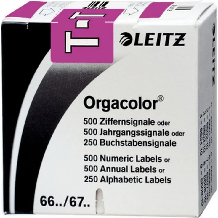 LEITZ Aktenordner LEITZ Buchstabensignal Orgacolor "T", auf Rolle, violett – Bild 1