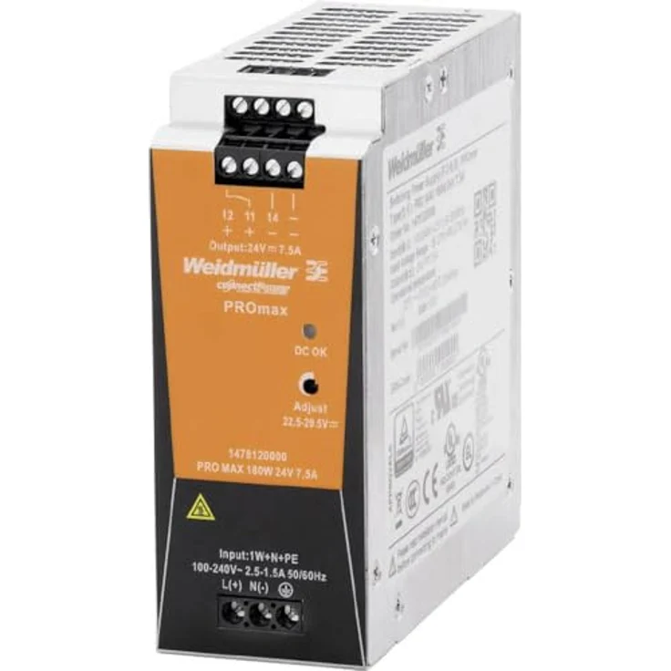 Weidmüller PRO MAX 240W Hutschienen-Netzteil, 24V/DC 10A, hohe Boostfähigkeit, kompakte Bauweise – Bild 3