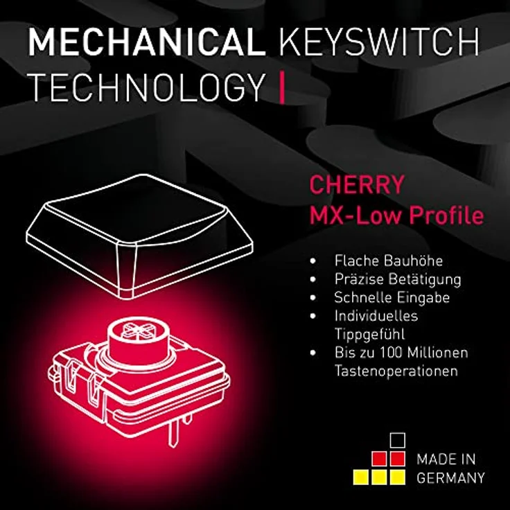 CHERRY MX-LP 2.1 Compact Wireless, kabellose kompakte Gaming-Tastatur mit 69 Tasten, Deutsches Layout (QWERTZ), RGB-Beleuchtung, mechanische MX Low Profile Speed Switches, schwarz – Bild 5