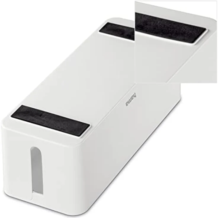 Hama Kabelbox Maxi“ mit Deckel & Gummifüßen (Organizer zur Vermeidung von Kabelsalat, Aufbewahrungsbox zum Verstecken von Steckdosenleisten, Adaptern & Kabeln, Schutz von Kindern & Tieren) weiß – Bild 3