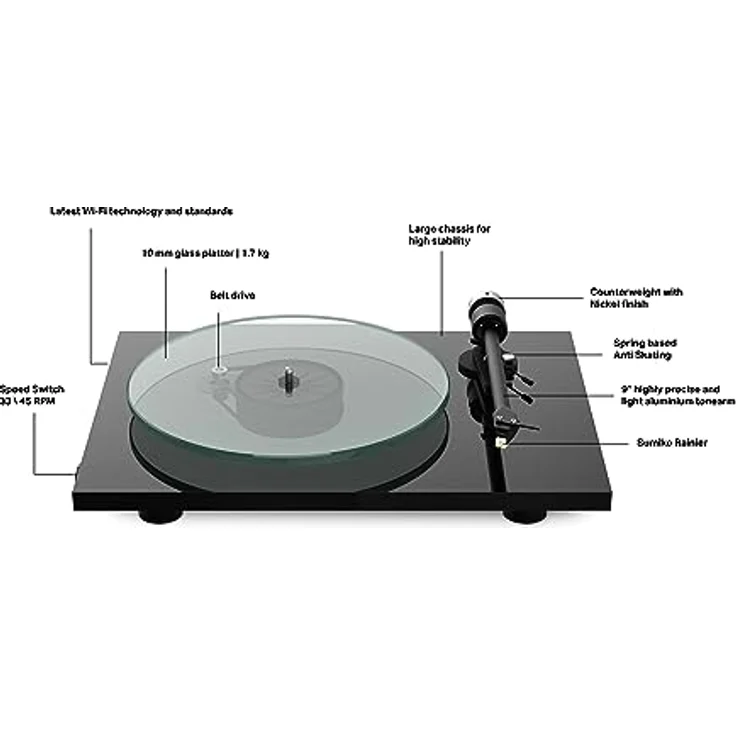 Pro-Ject T2 W, Plattenspieler mit Hi-Res Audio Streaming über WLAN, kompatibel mit Sonos®, HEOS®, Bluesound, WiiM, UPnP (Schwarz) – Bild 3