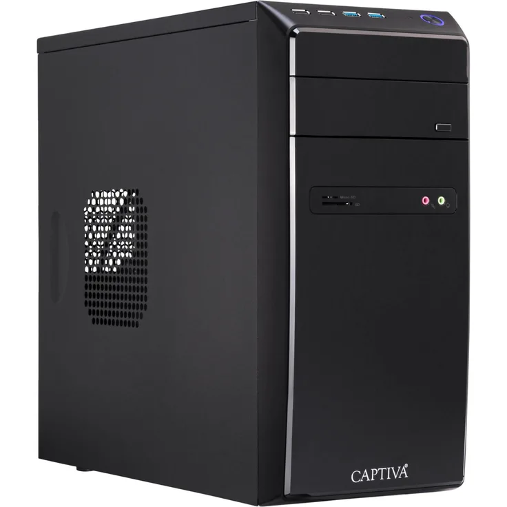 Captiva Power Starter R65-472, Desktop-PC mit AMD Ryzen 5 5600G, 8 GB RAM, 500 GB SSD, Radeon Graphics, Schwarz