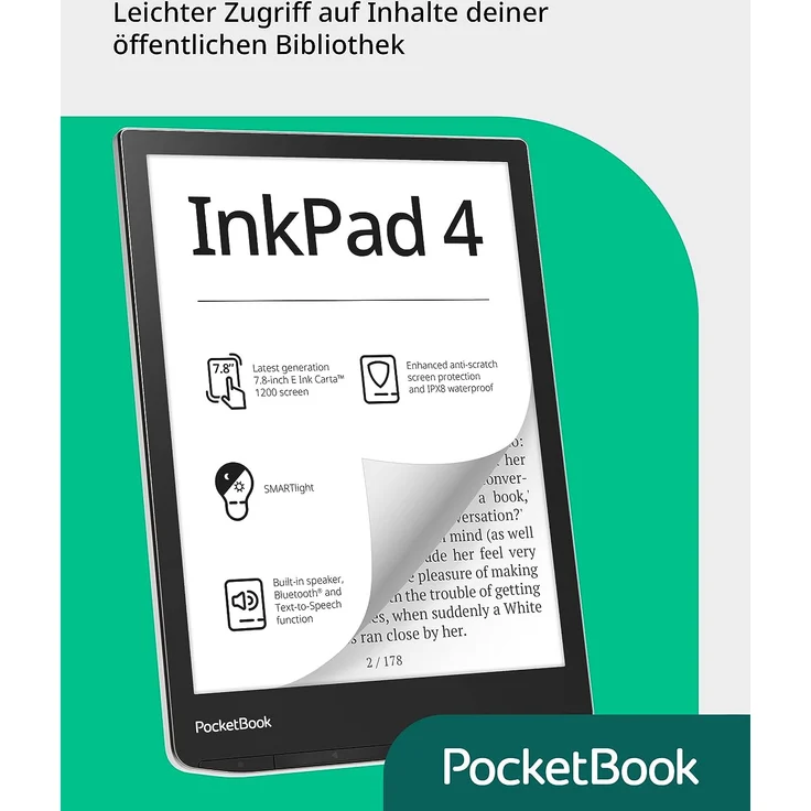PocketBook e-Book Reader InkPad 4 (deutsche Version) 32 GB Speicher, 19,8 cm (7,8 Zoll) E-Ink Carta 1200 Touch-Display – Bild 7
