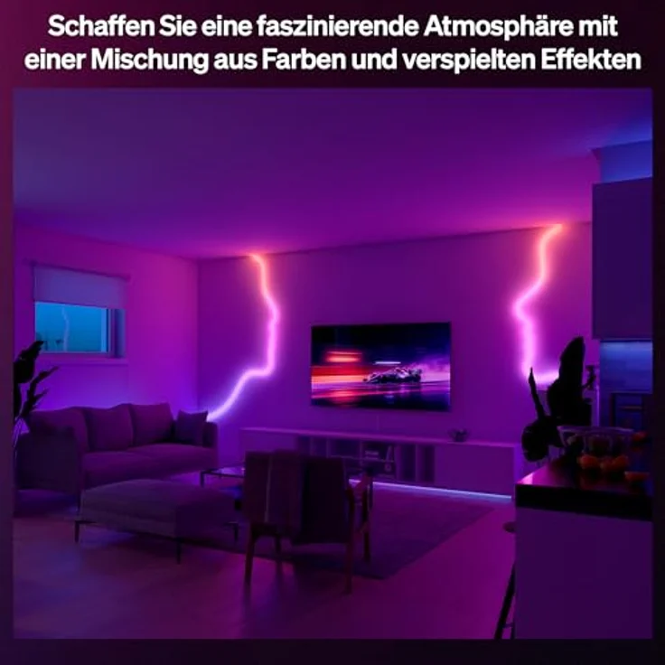 Philips Hue Essential 5 Meter LED Flex Lightstrip, RGBIC, Anpassbare Innenbeleuchtung mit App- und Sprachsteuerung, für Alexa, Google Assistant und Apple Home – Bild 2