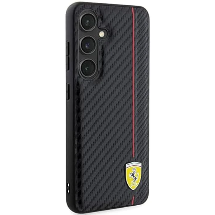 Ferrari Handyhülle Case Galaxy S24, Carbon-Look schwarz, Metall-Logo, 6,2 Zoll, Stoßfest, passgenau – Bild 4