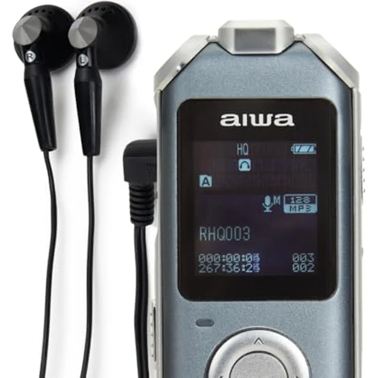 AIWA DVR-M700 Digitaler Voice-Recorder, Metall mit 16 GB Speicher, drei Stereo-Mikrofonen, silberfarben – Bild 4