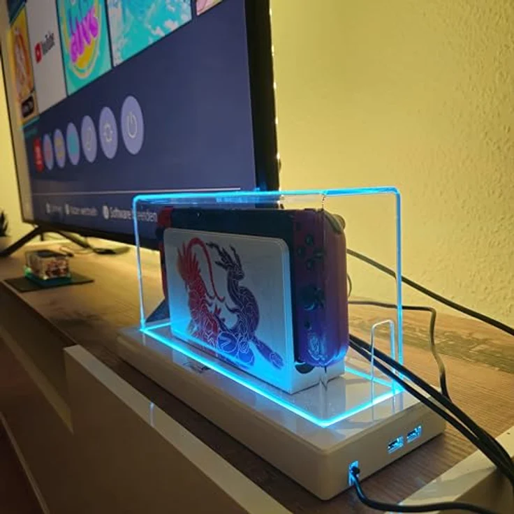 Coradoma Schutzhülle Acryl Case mit LED Beleuchtung für Nintendo Switch/Switch OLED – Transparent, Fernbedienung, Staubschutz und Dekoration - Preisvergleich – Bild 5