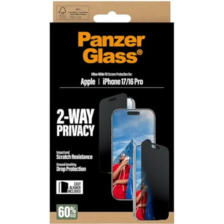 PanzerGlass Privacy Protector für iPhone 17-16 Pro, Displayschutz mit drei Jahren Garantie gegen Herstellungsfehler – Bild 3