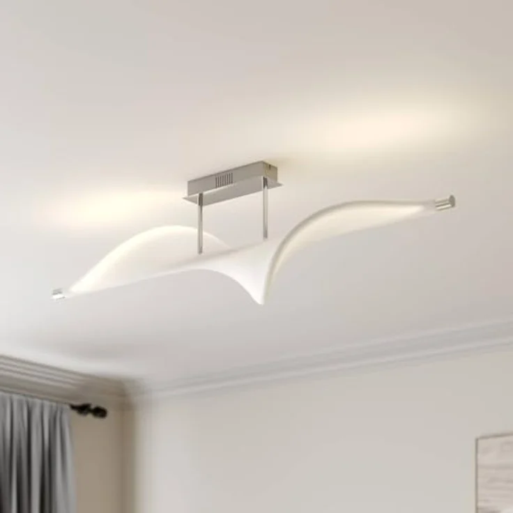Lucande LED Deckenlampe 'Edano' dimmbar in Weiß aus Textil für Wohnzimmer & Esszimmer (1 flammig) - Energiesparende und gemütliche Beleuchtung – Bild 2