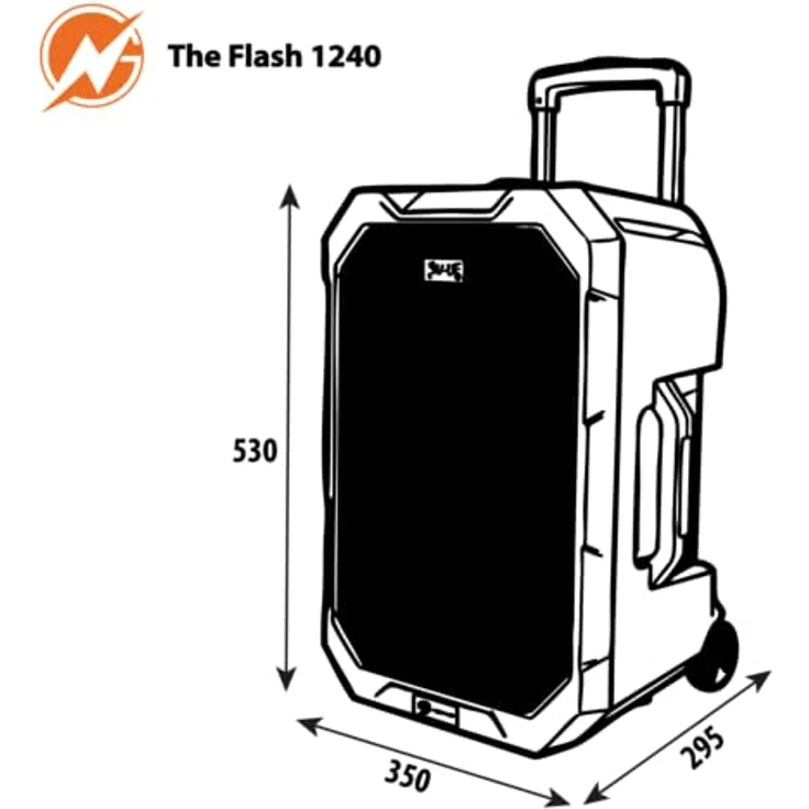 N-Gear The Flash 1240, Bluetooth Lautsprecher mit 500 Watt, 12-Zoll-Woofer, 6 Stunden Akkulaufzeit, LED-Lichtshow und Karaoke-Mikrofon – Bild 8