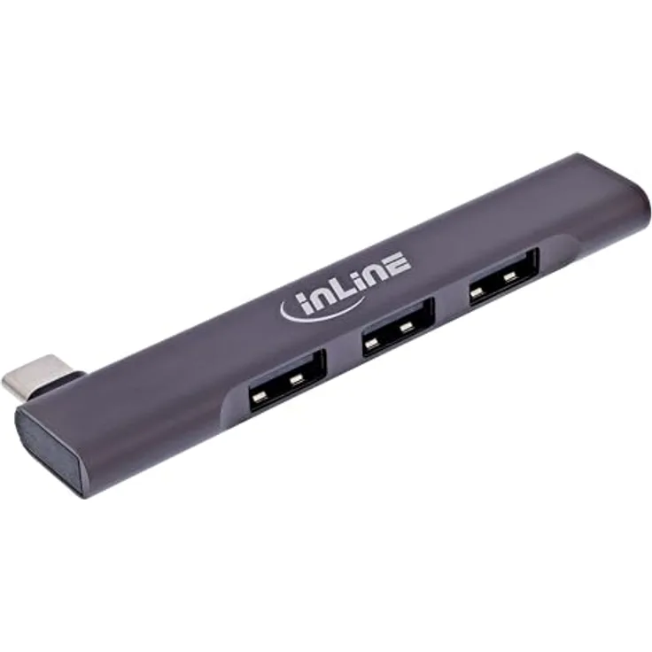 InLine Slim USB-C Hub mit 4 USB-A Ports, 1x USB 3.2 Gen.1, 3X USB 2.0, kompakt, ideal für Maus, Tastatur & USB-Sticks, 33203N