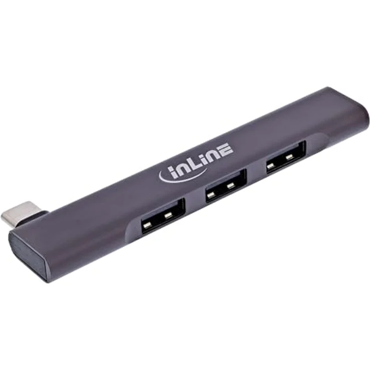 InLine Slim USB-C Hub mit 4 USB-A Ports, 1x USB 3.2 Gen.1, 3X USB 2.0, kompakt, ideal für Maus, Tastatur & USB-Sticks, 33203N – Bild 1
