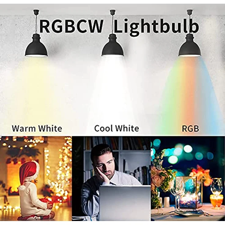 Fitop Alexa Smart Glühbirnen, E14 Wlan LED Lampen Dimmbar Glühbirne 4.9W 470Lm+2700-6500K+RGB 16 Millionen Farben, App Steuern Kompatibel mit Alexa/Google Home, Sprachsteuerung 4 Pack – Bild 3