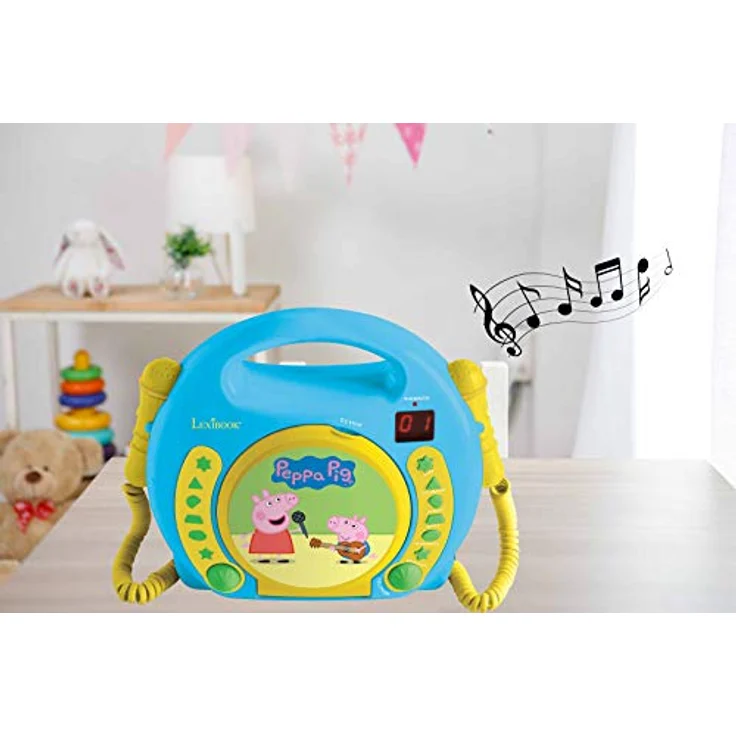 Lexibook Peppa Wutz Schorsch CD-Player mit 2 Spielzeug-Mikrophonen, Kopfhöreranschluss, Batteriebetrieben, Blau, RCDK100PP – Bild 4