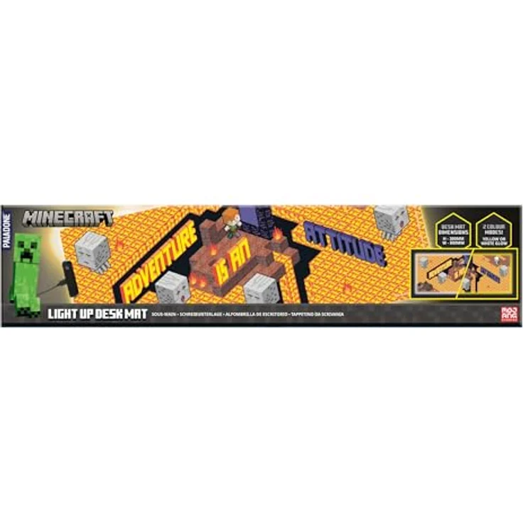 Paladone Products Minecraft Light Up Desk Mat, RGB Mausmatte mit gelbem und weißem Glühen, 80 cm x 30 cm – Bild 2