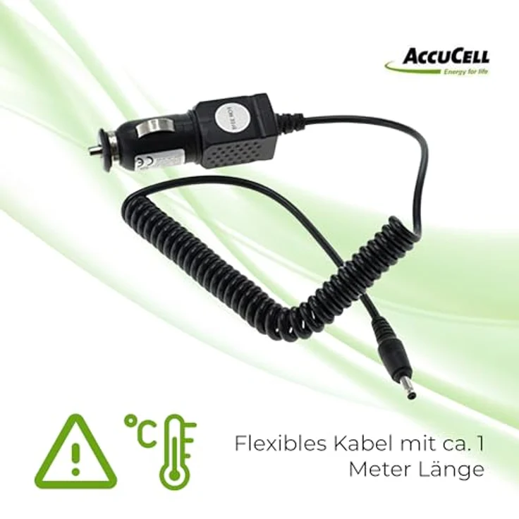 AccuCell KFZ-Ladekabel für Nokia Handys mit 3,5mm Anschluss, 12-24 Volt, 1 Meter Kabel, schwarz – Bild 6