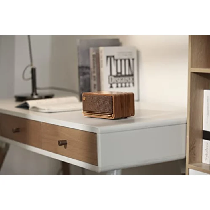 Edifier MP230 - Tragbarer Bluetooth-Lautsprecher im Retro-Design, kabellos. Wiedergabe über Bluetooth, AUX und Micro SD Karte | Braun Holz – Bild 2