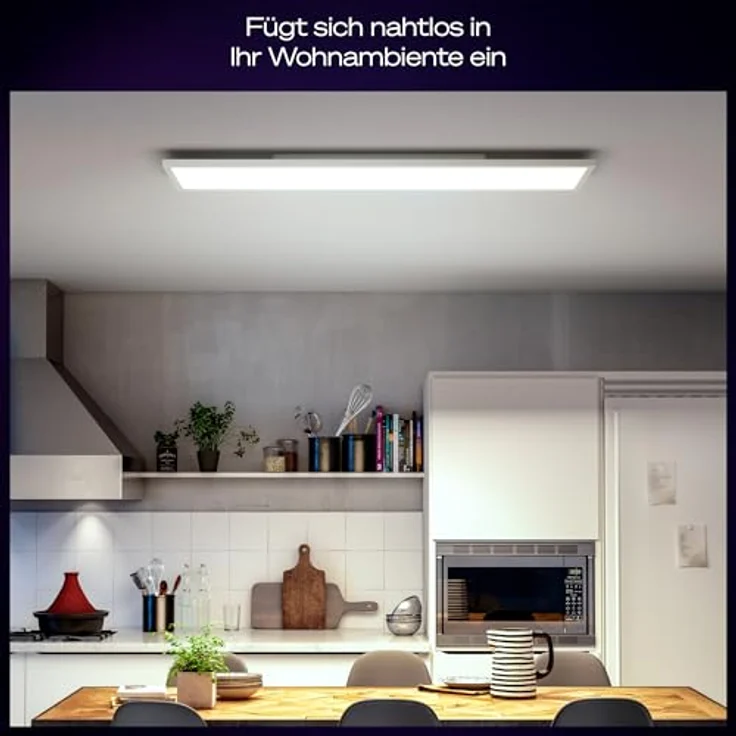 Philips Hue Aurelle White Ambiance, LED-Panelleuchte 120 cm x 30 cm in Weiß, smarte Deckenbeleuchtung mit 50.000 Weißtönen – Bild 3