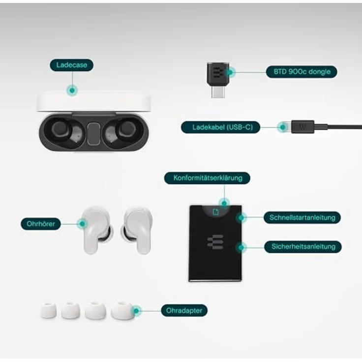 EPOS ADAPT E1, In-Ear Headset Bluetooth® Stereo, Weiß, Noise Cancelling, Mikrofon, Microsoft Teams zertifiziert, bis zu 50 Stunden Akkulaufzeit – Bild 5