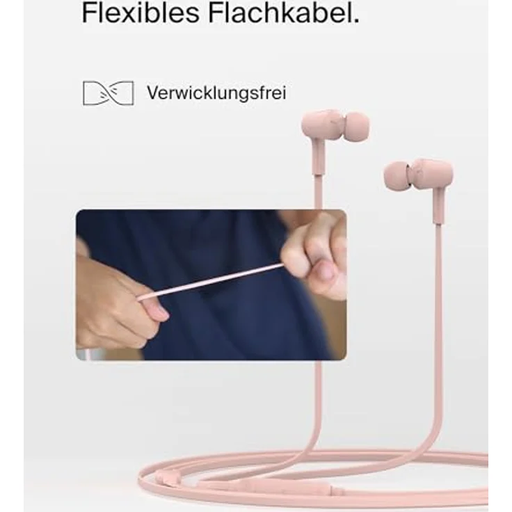 Belkin SoundForm Kopfhörer mit Kabel, In Ear Kopfhörer mit Mikrofon und USB‑C-Stecker für iPhone 16/15, iPad Mini, Galaxy S24, Android- und andere Geräte mit USB-C-Anschluss – Rosa – Bild 5