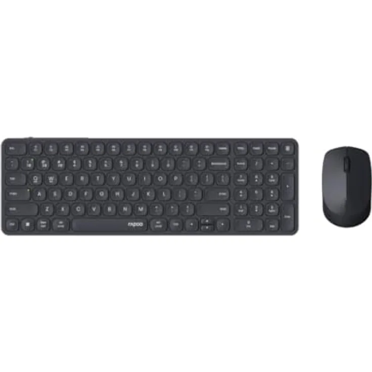 Rapoo 9710M, Kabelloses Bluetooth Tastatur-Maus Set, QWERTZ Layout, Wiederaufladbar, Aluminium Basis, Multi-Device, Dunkelgrau