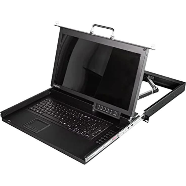LogiLink LC0005GE - LCD-KVM-Konsole mit 8-Port KVM-Switch, VGA, USB-A, PS/2, geringe Einbautiefe, QWERTZ (deutsches Tatstaurlayout) – Bild 2