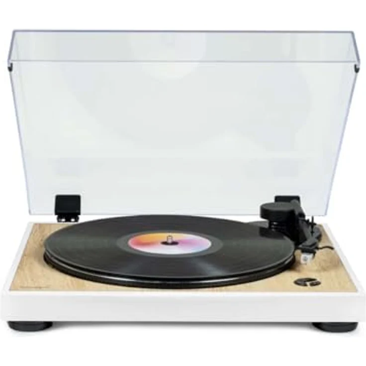 Thomson TT301 Plattenspieler, Riemenantrieb, Weiß und Holz, mit Audio-Technica AT3600L Tonabnehmer und automatischer Abschaltung – Bild 4