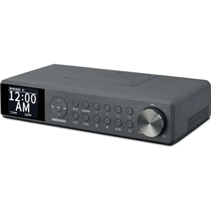 MEDION P66750 Küchen Unterbauradio (DAB+ Küchenradio, PLL UKW Radio, dimmbares TFT Farbdisplay, Koch Timer, Bluetooth, LED Leiste, inkl. Montagematerial) grau – Bild 1