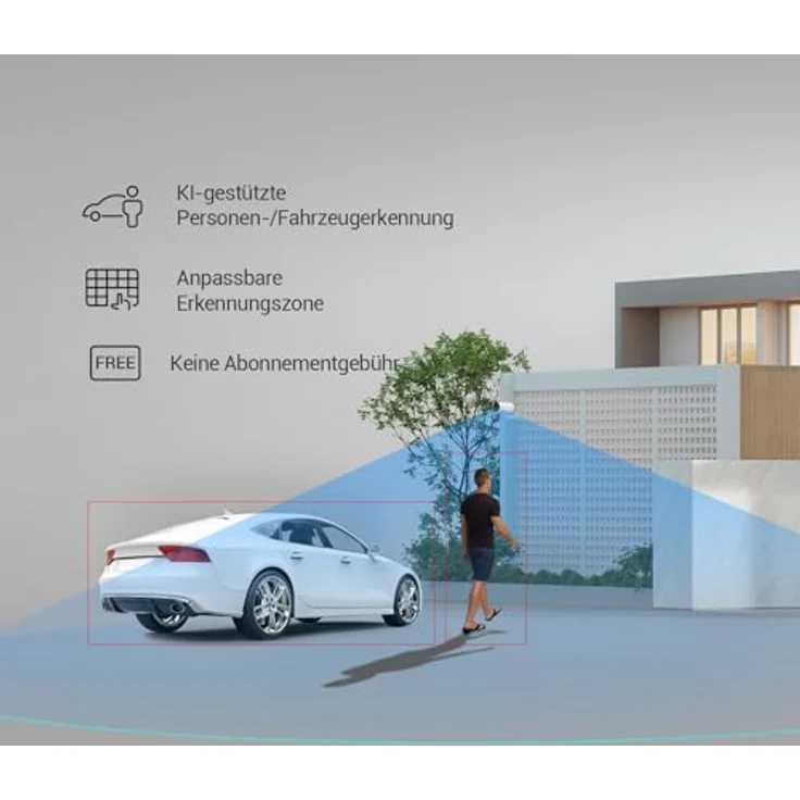 EZVIZ H5 PoE, 2K Intelligente Außenüberwachungskamera mit Personen-/Fahrzeugerkennung, Farbnachtsicht, IP67 wasserdicht, 512 GB Speicher, WLAN IP Kamera mit Aktiver Verteidigung – Bild 4