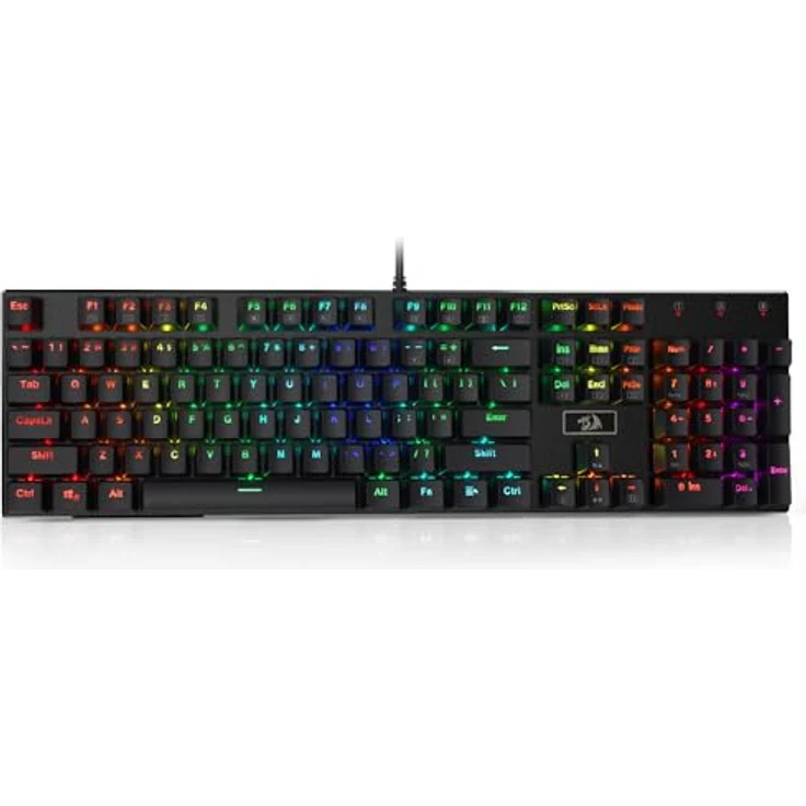 Redragon K556-US RGB LED Kabelgebundene Mechanische Gaming Tastatur Mit Hintergrundbeleuchtung, Aluminium Tastatur, 104 Tasten Anti-Ghosting, für Windows, Laptop, PC, Notebook (QWERTY Layout, Schwarz) – Bild 10