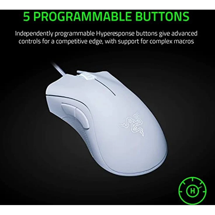 Razer Für Spiele DeathAdder Essential Ergonomische optische Maus, Weiß, mit Kabel (Kabelgebunden), Maus, Weiss – Bild 3