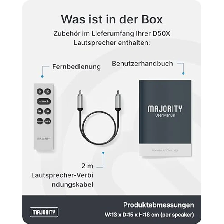 MAJORITY D50X Aktivlautsprecher, 60W 2.0 Bluetooth 5.3 Regallautsprecher mit HDMI ARC und Kohlefaser-Lautsprecherchassis, Weiß – Bild 5