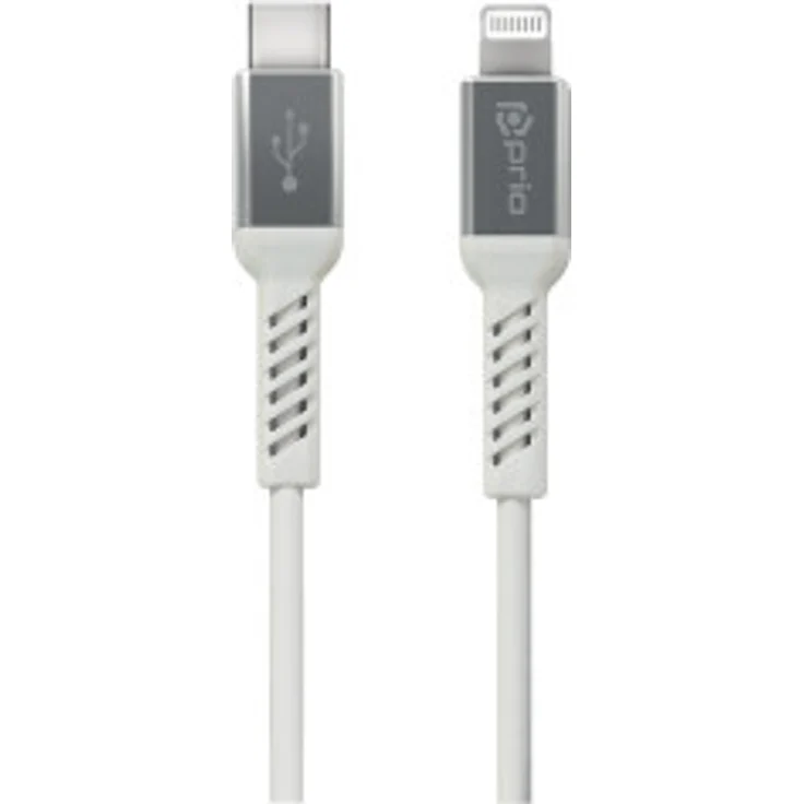 Prio Lade- Charge & Sync USB C auf Lightning MFi, 1,2 m weiß, Hochgeschwindigkeits-Datenübertragung bis 480 Mbit/s, 3A Ladegeschwindigkeit, langlebiges Design mit Biegeschutz