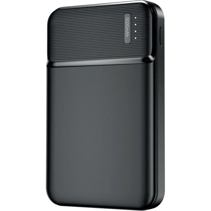 Maxlife Powerbank MXPB-01, 5000 mAh Powerbank in mattem Schwarz mit LED-Ladeanzeige
