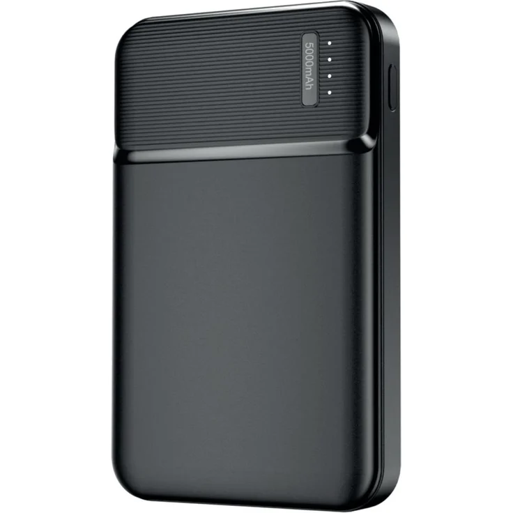 Maxlife Powerbank MXPB-01, 5000 mAh Powerbank in mattem Schwarz mit LED-Ladeanzeige