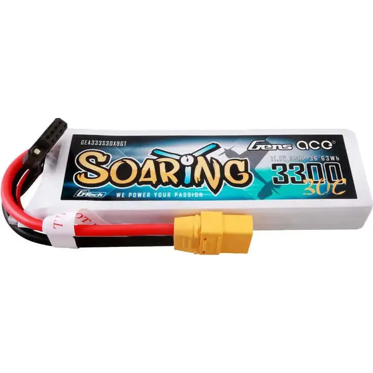 Gens ace G-Tech Soaring 3300 mAh 11,1 V 30 C 3S1P Lipo-Akkupack mit XT90-Stecker für Flugmodelle