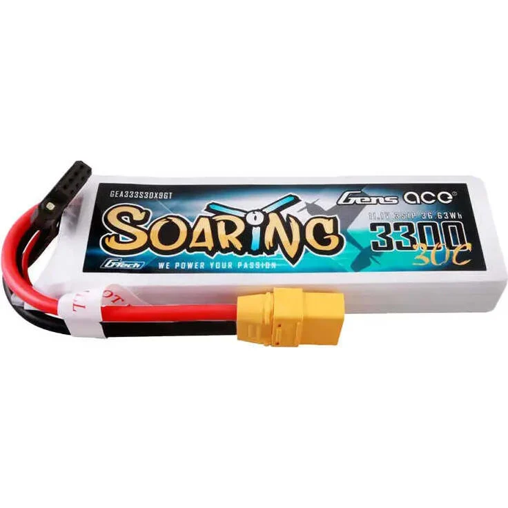 Gens ace G-Tech Soaring 3300 mAh 11,1 V 30 C 3S1P Lipo-Akkupack mit XT90-Stecker für Flugmodelle