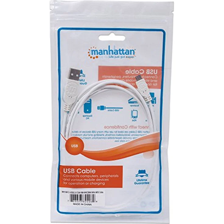 Manhattan Hi-Speed - USB-Kabel - USB Typ A, 4-polig (M) - 5-polig Micro-USB Typ B (M) - 1,8m (USB/USB2.0) - geformt - weiß (324069) – Bild 7