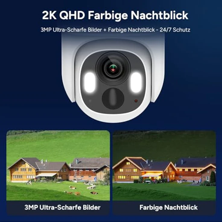 Woox 4G LTE Überwachungskamera Aussen Solar, 2K 3MP HD, 360° PTZ Outdoor Kamera mit Spotlicht und Zwei-Wege-Audio – Bild 4
