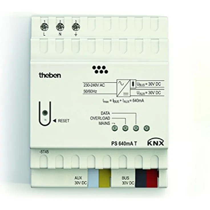 Theben 9070958 PS 640 mA T KNX I 640 mA Spannungsversorgung und Überwachung der KNX-Systemspannung I Dauerkurzschlussfest I 30 V DC Hilfsspannung