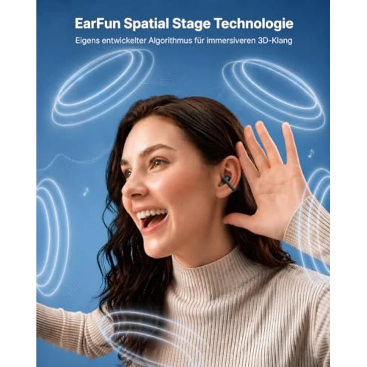 EarFun Clip 2 Schwarz Open-Ear Bluetooth-Kopfhörer, Clip-On Earbuds, Hi-Res Audio mit LDAC, 12-mm-Titan-Treiber, 40 Std. Akku, IP55 – Bild 4
