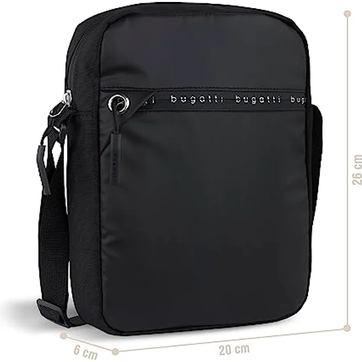 Bugatti Blanc DeLight Messenger Bag, Umhängetasche aus Nylon und Tarpaulin, wasserabweisend, Schwarz, für Laptop bis 15 Zoll – Bild 2