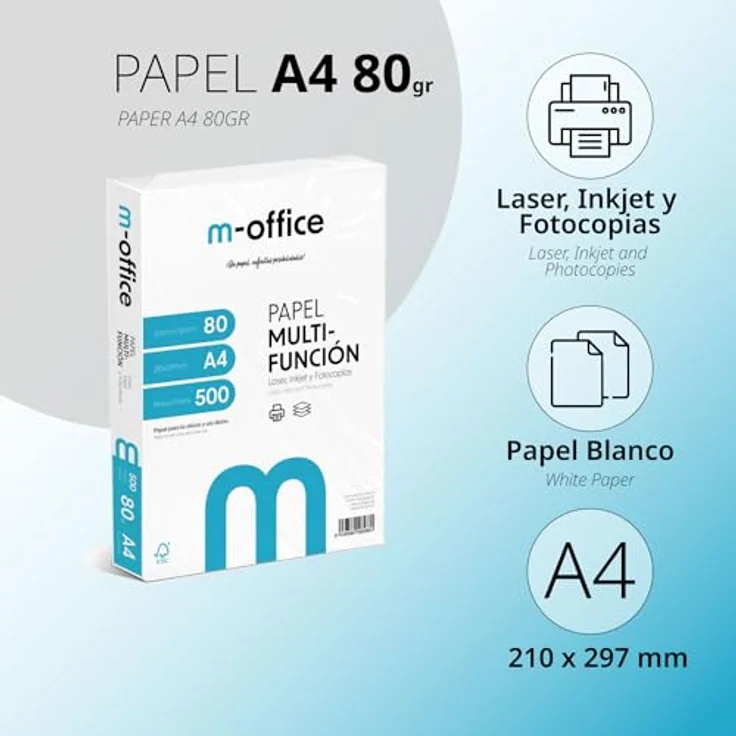 OFITURIA A4-Papier, 80 g, Packung mit 250 Blatt, Multifunktionspapier für Inkjet- und Laserdrucker, FSC-zertifiziert, 210 x 297 mm – Bild 2